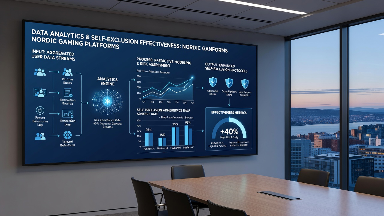 Analytics team reviewing self-exclusion effectiveness metrics on Nordic casino platforms